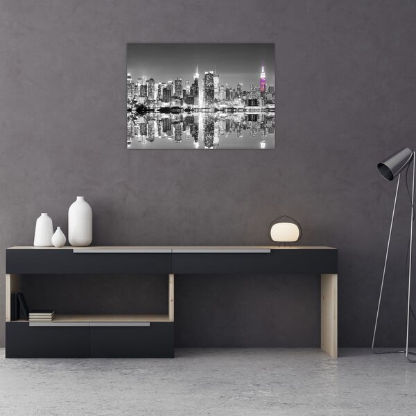 Staklena slika - New York i ljubičasti neboder (70x50 cm)