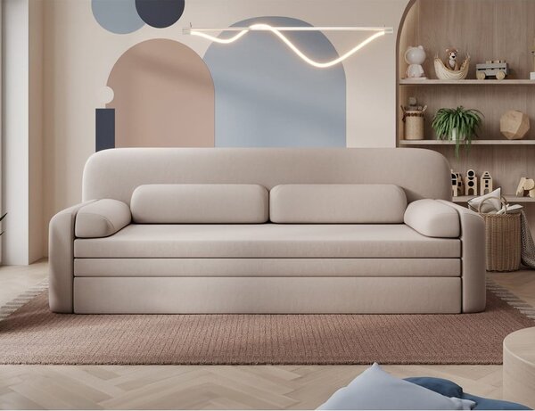 Bež baršunasti sklopiva/s prostorom za odlaganje sofa 236 cm Elioss – ELTAP
