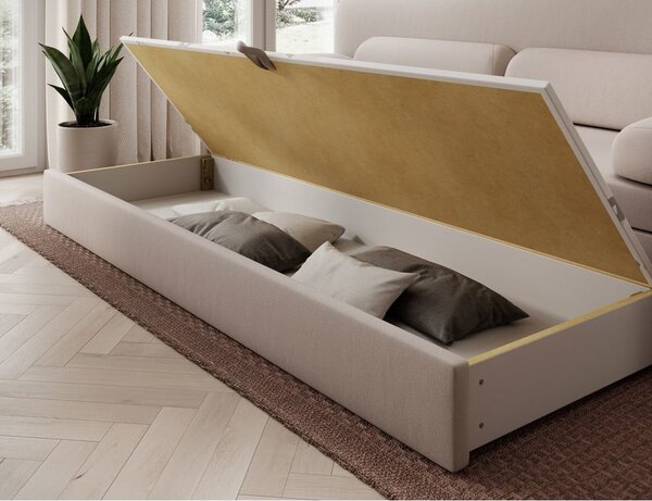 Bež baršunasti sklopiva/s prostorom za odlaganje sofa 236 cm Elioss – ELTAP