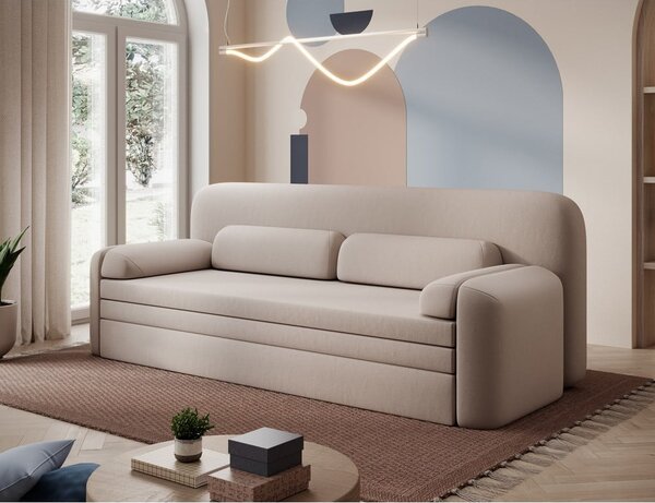 Bež baršunasti sklopiva/s prostorom za odlaganje sofa 236 cm Elioss – ELTAP