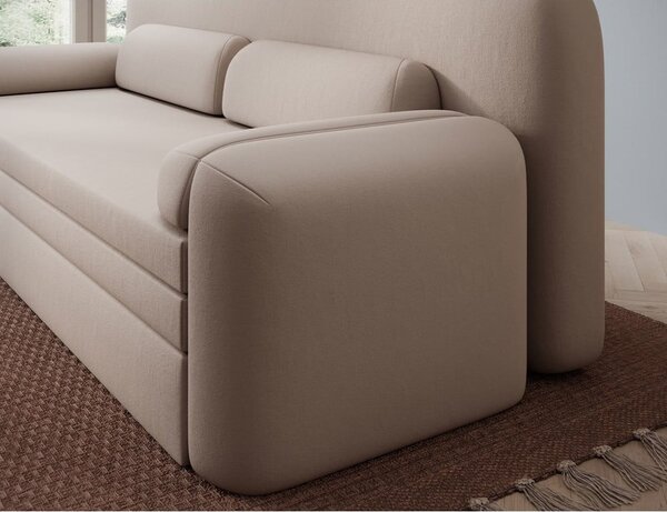 Bež baršunasti sklopiva/s prostorom za odlaganje sofa 236 cm Elioss – ELTAP