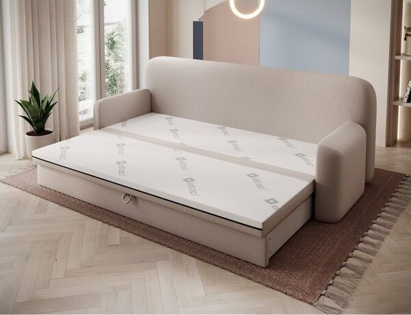 Bež baršunasti sklopiva/s prostorom za odlaganje sofa 236 cm Elioss – ELTAP