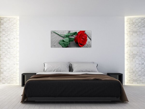 Slika - Crvena ruža sa zelenom stabljikom (120x50 cm)