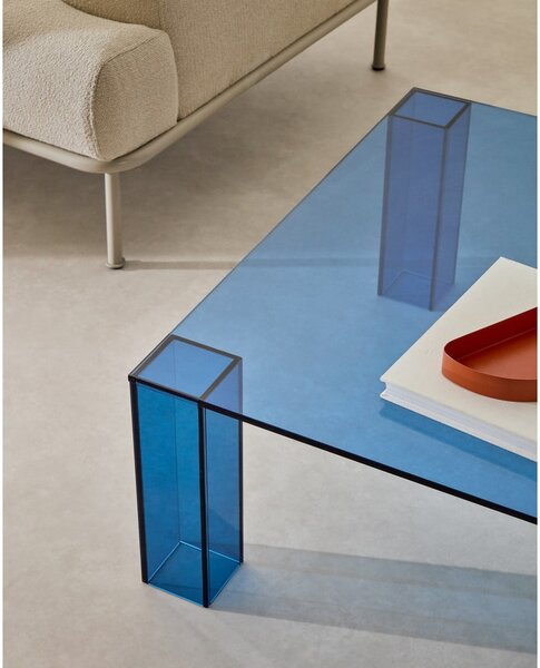 Plavi stakleni stolić za kavu 85x85 cm Adularia – Kave Home