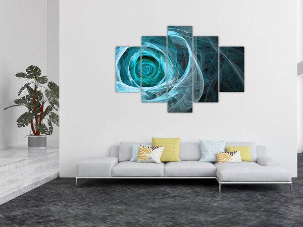 Slika - Apstraktna ružičasto plava s crnom pozadinom (150x105 cm)