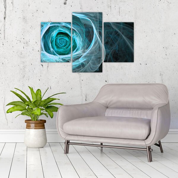Slika - Apstraktna ružičasto plava s crnom pozadinom (90x60 cm)