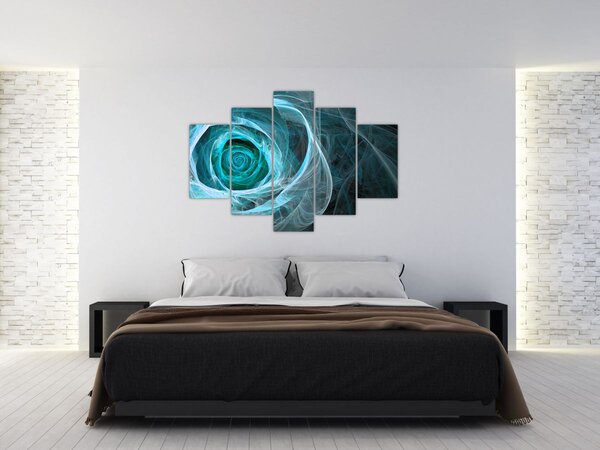 Slika - Apstraktna ružičasto plava s crnom pozadinom (150x105 cm)