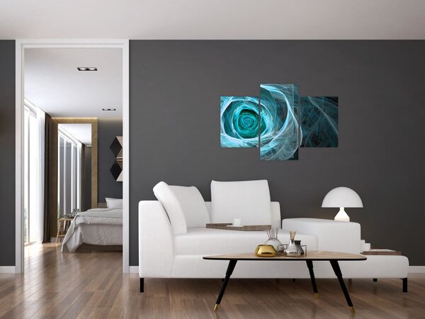 Slika - Apstraktna ružičasto plava s crnom pozadinom (90x60 cm)