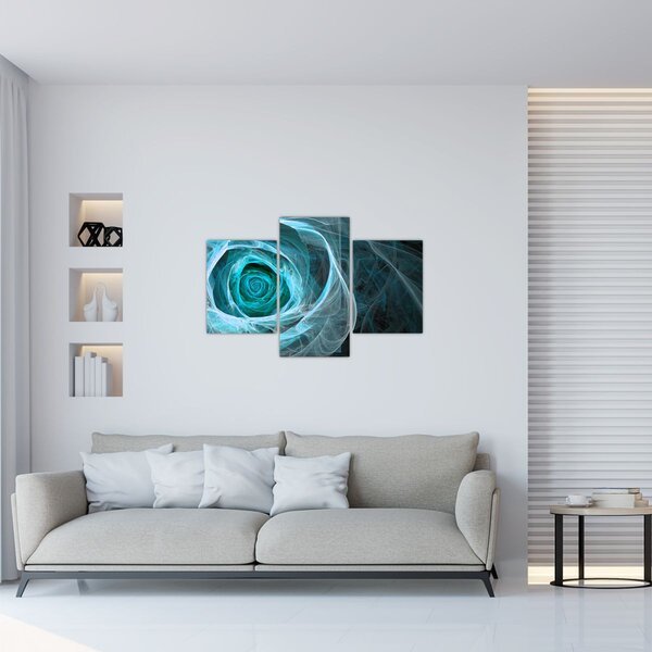 Slika - Apstraktna ružičasto plava s crnom pozadinom (90x60 cm)