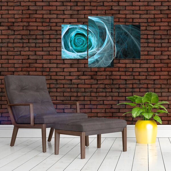 Slika - Apstraktna ružičasto plava s crnom pozadinom (90x60 cm)