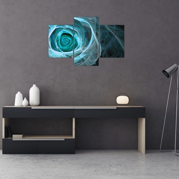 Slika - Apstraktna ružičasto plava s crnom pozadinom (90x60 cm)
