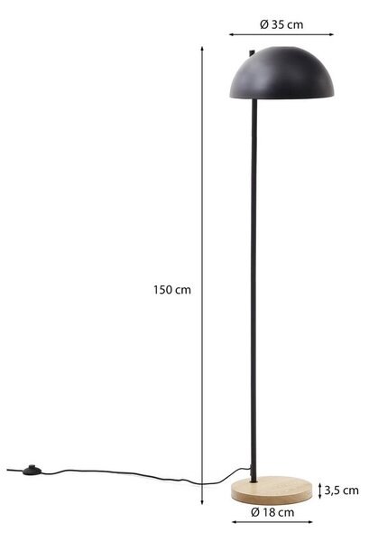 Crna/u prirodnoj boji stojeća svjetiljka s metalnim sjenilom (visina 150 cm) Catlar – Kave Home