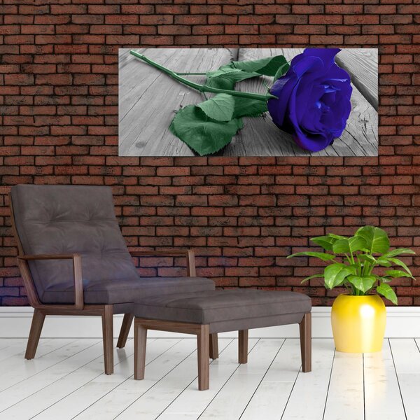 Slika - Plava ruža sa zelenom stabljikom (120x50 cm)