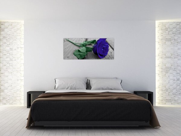 Slika - Plava ruža sa zelenom stabljikom (120x50 cm)