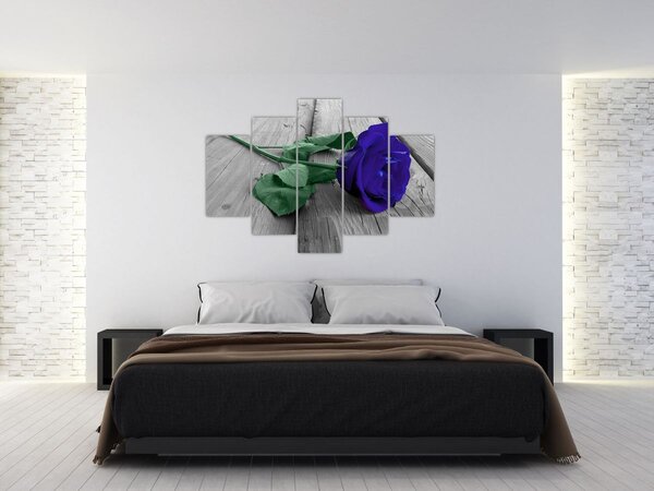 Slika - Plava ruža sa zelenom stabljikom (150x105 cm)