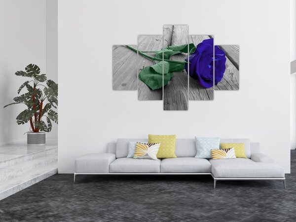 Slika - Plava ruža sa zelenom stabljikom (150x105 cm)
