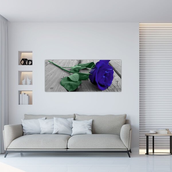 Slika - Plava ruža sa zelenom stabljikom (120x50 cm)