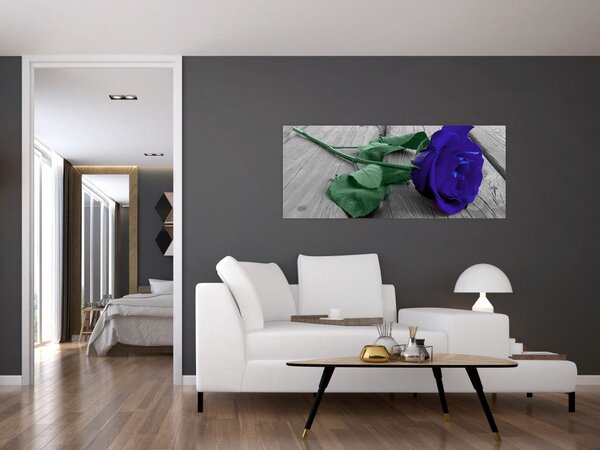 Slika - Plava ruža sa zelenom stabljikom (120x50 cm)