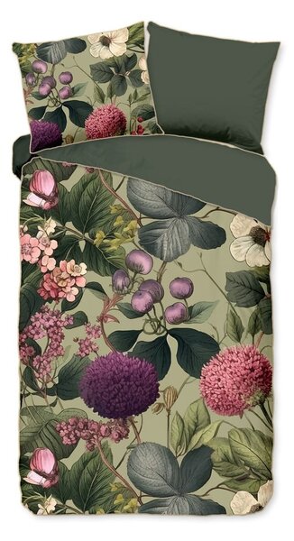 Kaki zelena posteljina za krevet za jednu osobu/za produženi krevet od pamučnog satena 140x220 cm Onaz – Descanso