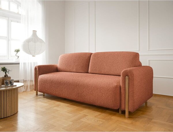 Sklopiva/s prostorom za odlaganje sofa od bouclé tkanine boja terakote 244 cm Arcadova – ELTAP