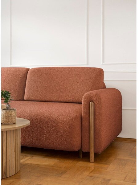 Sklopiva/s prostorom za odlaganje sofa od bouclé tkanine boja terakote 244 cm Arcadova – ELTAP