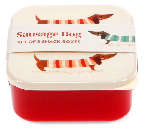 Crvene/krem dječje kutije za ručak u setu 3 kom Sausage Dog – Rex London