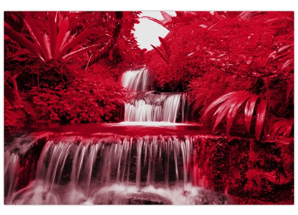 Slika - Indonezijski vodopadi u crvenoj boji (90x60 cm)