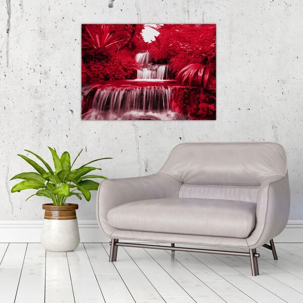 Slika - Indonezijski vodopadi u crvenoj boji (70x50 cm)
