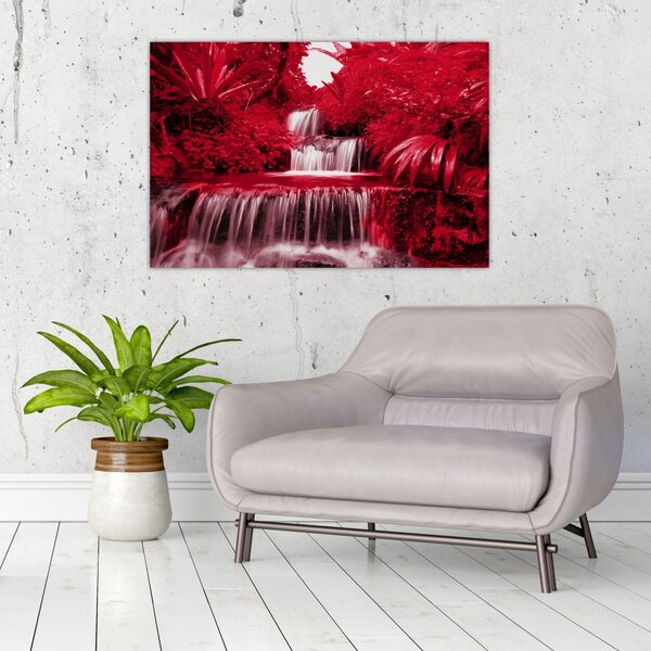 Slika - Indonezijski vodopadi u crvenoj boji (90x60 cm)