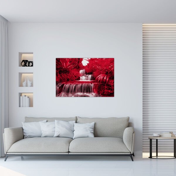 Slika - Indonezijski vodopadi u crvenoj boji (90x60 cm)