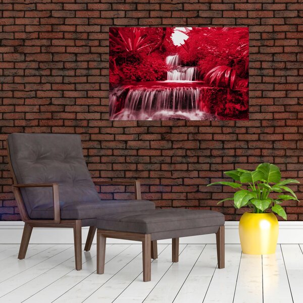 Slika - Indonezijski vodopadi u crvenoj boji (90x60 cm)