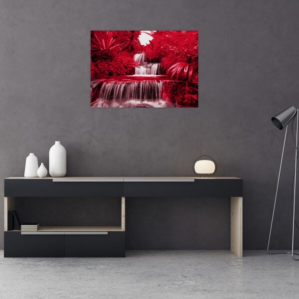Slika - Indonezijski vodopadi u crvenoj boji (70x50 cm)