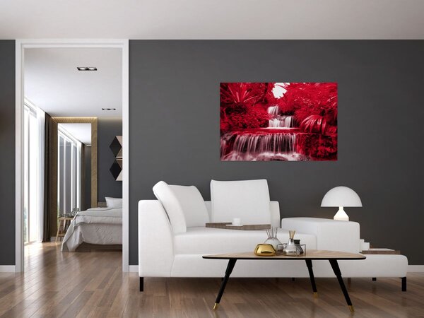 Slika - Indonezijski vodopadi u crvenoj boji (90x60 cm)