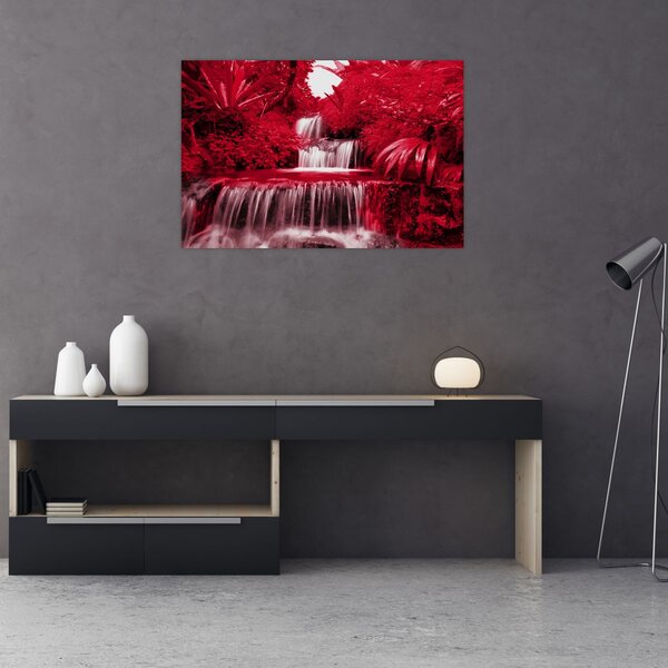 Slika - Indonezijski vodopadi u crvenoj boji (90x60 cm)