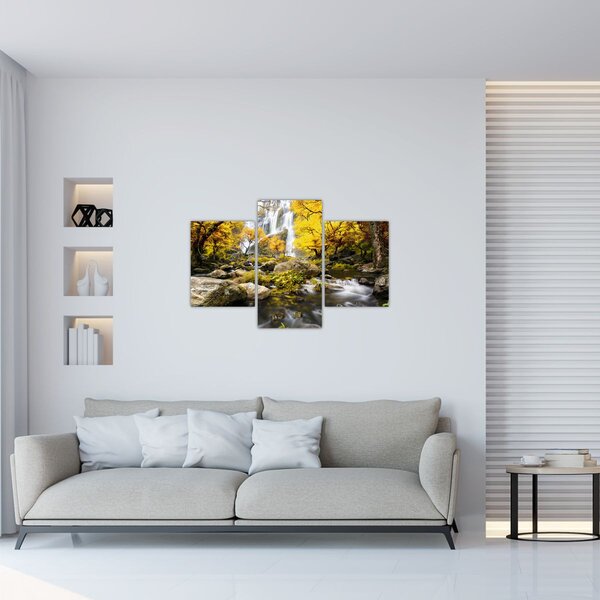 Slika - Slapovi u jesenskom pejzažu, žuti (90x60 cm)