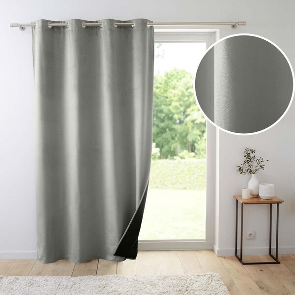 Siva termo izolacijska zavjesa od samta 140x260 cm Polarchic – douceur d'intérieur