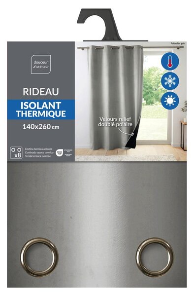 Siva termo izolacijska zavjesa od samta 140x260 cm Polarchic – douceur d'intérieur