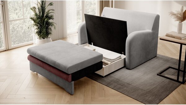 Ružičasta/svijetlo siva baršunasti sklopiva sofa 130 cm Ario – ELTAP