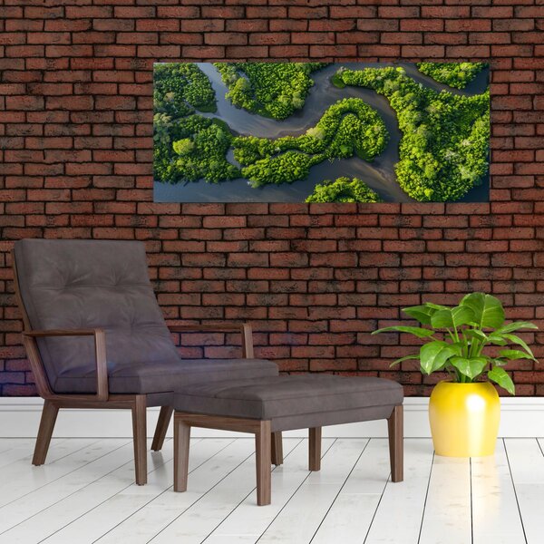 Slika - Šumski krajolik s rijekom (120x50 cm)