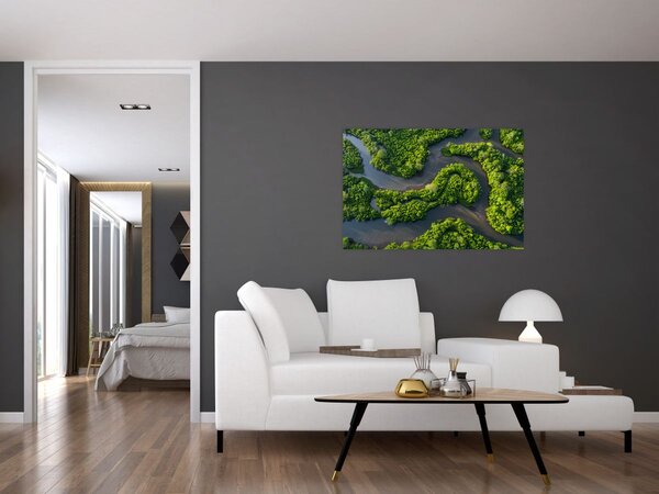 Slika - Šumski krajolik s rijekom (90x60 cm)