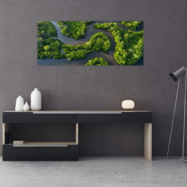 Slika - Šumski krajolik s rijekom (120x50 cm)