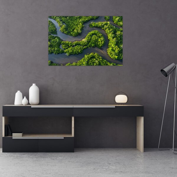 Slika - Šumski krajolik s rijekom (90x60 cm)
