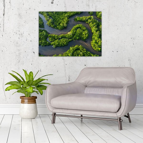Slika - Šumski krajolik s rijekom (70x50 cm)
