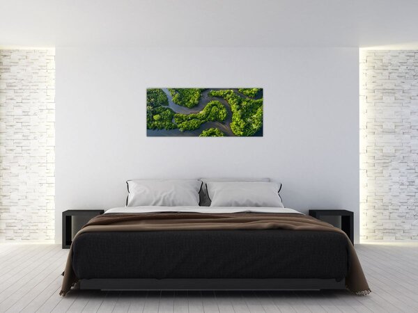 Slika - Šumski krajolik s rijekom (120x50 cm)