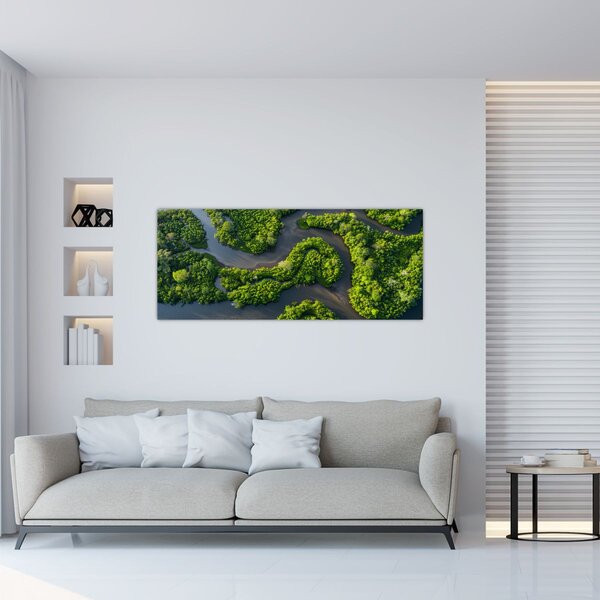 Slika - Šumski krajolik s rijekom (120x50 cm)