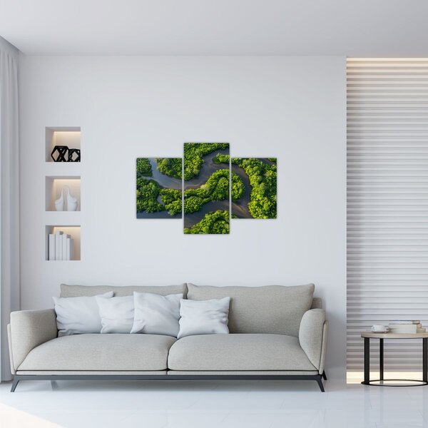 Slika - Šumski krajolik s rijekom (90x60 cm)