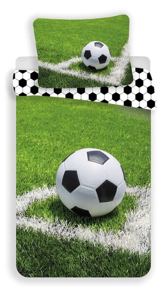 Zelena pamučna dječja posteljina za krevet za jednu osobu 140x200 cm Football – Jerry Fabrics