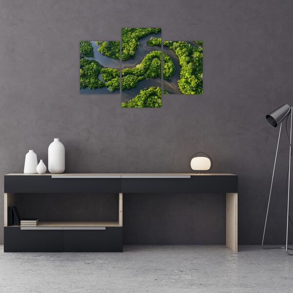 Slika - Šumski krajolik s rijekom (90x60 cm)