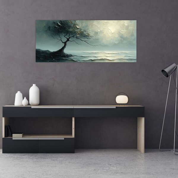 Slika - Uljana slika stabla s oceanom (120x50 cm)