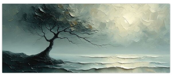 Slika - Uljana slika stabla s oceanom (120x50 cm)